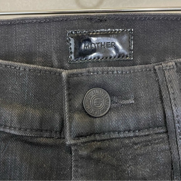 MOTHER The Swooner Ankle Wet Paint Skinny Jeans Black Size 25 - Picture 6 of 14